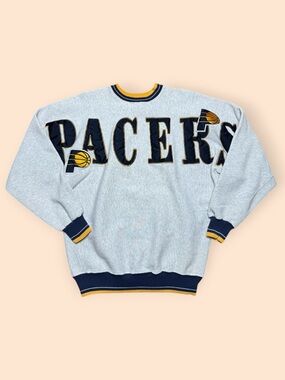 Vintage 1990s Indiana Pacers Spell Out Crewneck Sweatshirt Large Gray Legends